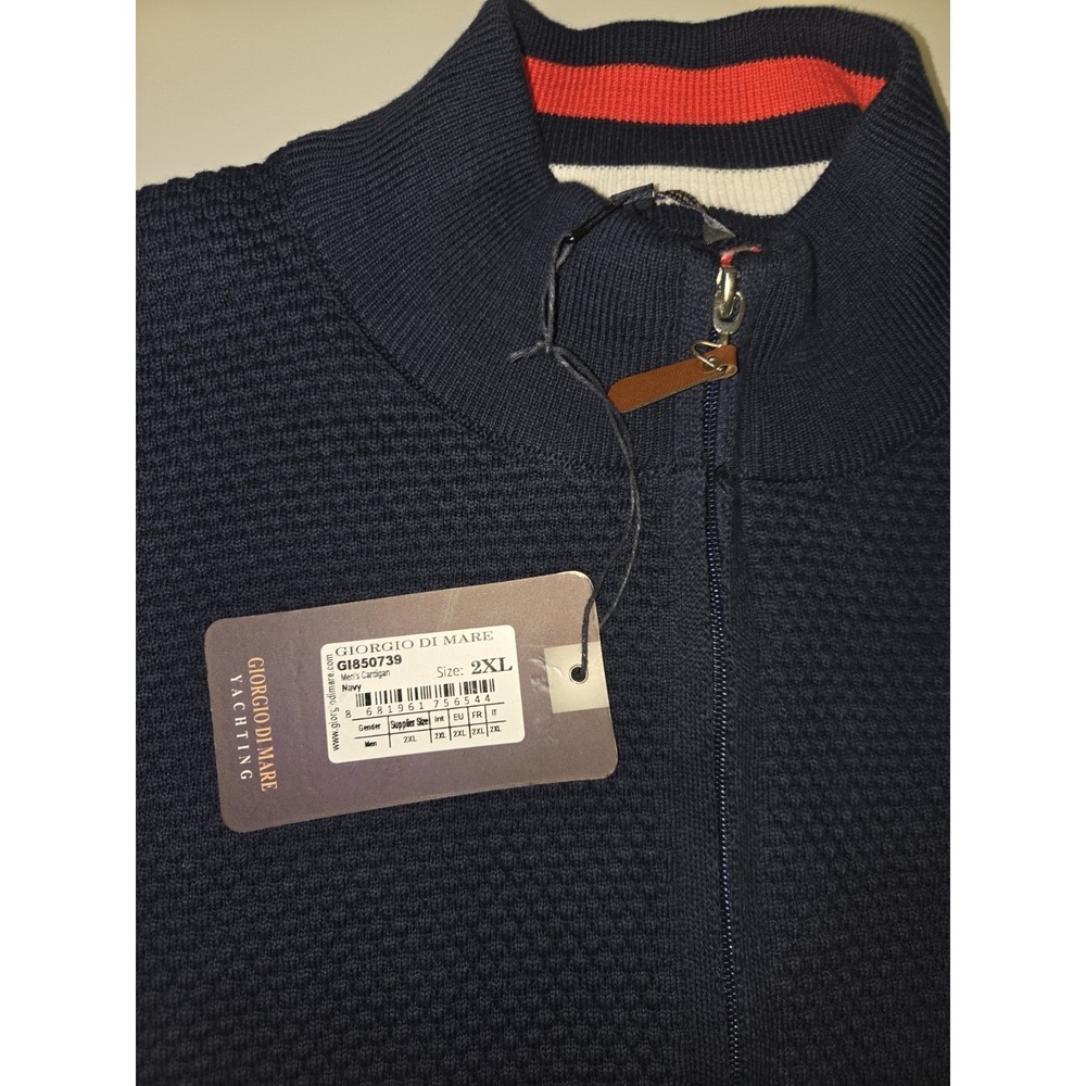 Giorgio Di Mare Men's Yachting Collection Full Zip Sweater Size 2XL Navy NWT - Picture 2 of 14